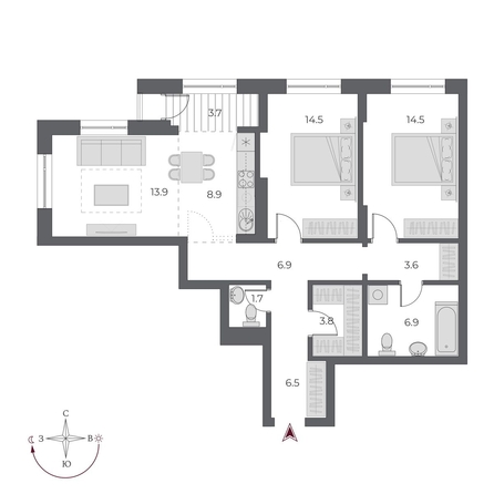 
  Продается 3-комн. квартира, 84.7 м², ЖК ОСКАР, дом 1
. Фото 4.