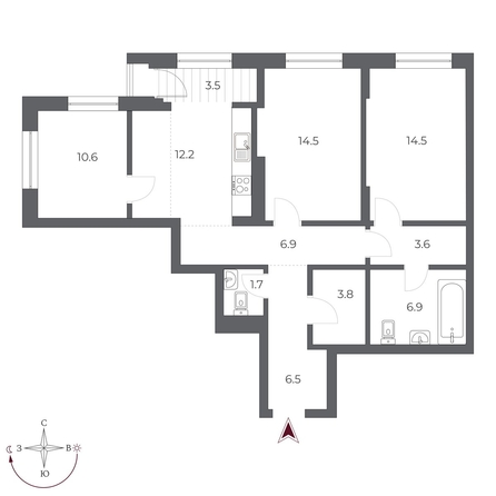 
  Продается 3-комн. квартира, 84.7 м², ЖК ОСКАР, дом 1
. Фото 6.