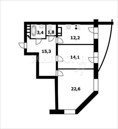 
   Продам 2-комнатную, 69.4 м², Вилюйская ул, 7

. Фото 12.