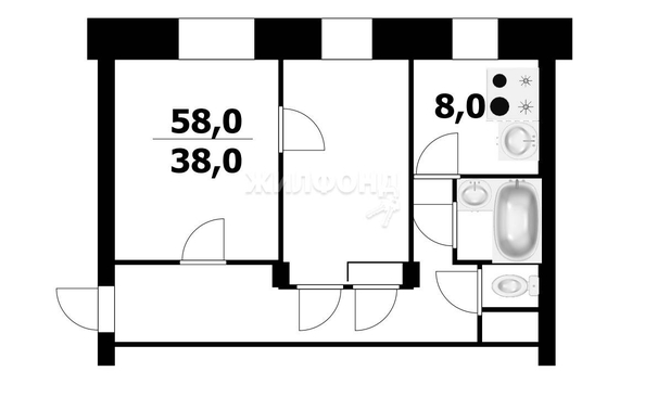 
   Продам 2-комнатную, 58 м², Богдана Хмельницкого ул, 43

. Фото 1.