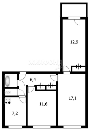 
   Продам 3-комнатную, 60 м², Никитина ул, 68

. Фото 5.