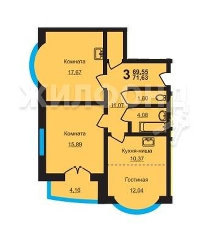 
   Продам 3-комнатную, 69.8 м², Ельцовская ул, 6/4

. Фото 31.