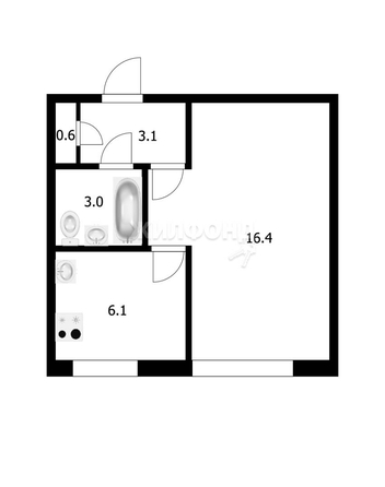 
   Продам 1-комнатную, 29.2 м², Громова ул, 1

. Фото 9.