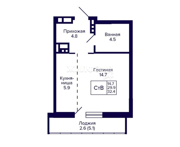 
   Продам студию, 32.4 м², Коминтерна ул, 1

. Фото 1.