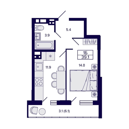 
   Продам 1-комнатную, 39.1 м², Gorizont (Горизонт)

. Фото 1.