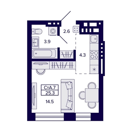 
   Продам студию, 25.3 м², Сподвижники

. Фото 1.