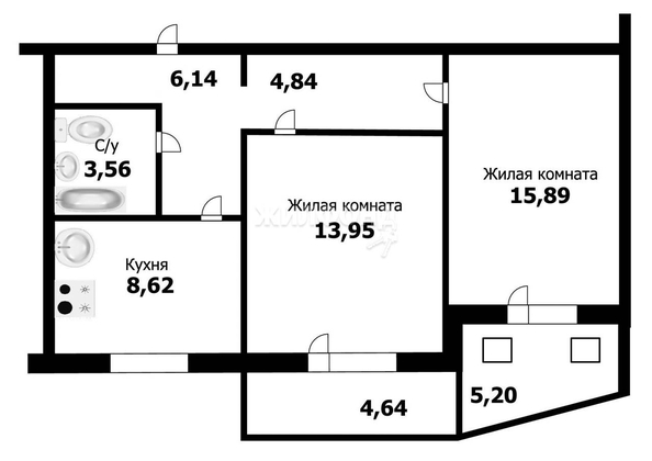 
   Продам 2-комнатную, 53.1 м², Сибиряков-Гвардейцев ул, 64/2

. Фото 32.