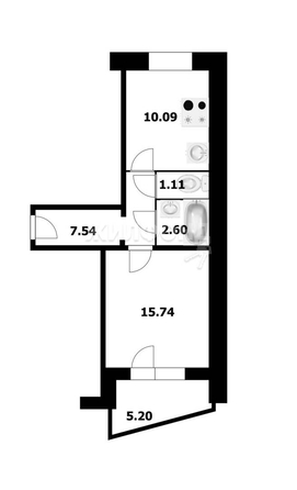 
   Продам 2-комнатную, 37.2 м², Стофато ул, 3/1

. Фото 9.