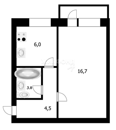 
   Продам 1-комнатную, 30.2 м², Кубовая ул, 108

. Фото 7.