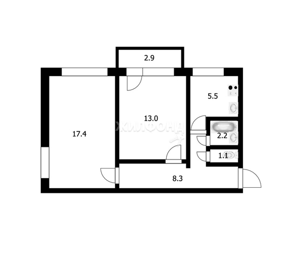 
   Продам 2-комнатную, 47.5 м², Петухова ул, 130

. Фото 1.