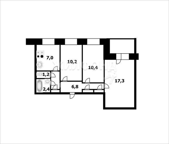 
   Продам 3-комнатную, 57.3 м², Петухова ул, 122

. Фото 10.