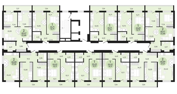 
   Продам 1-комнатную, 45.71 м², Новый парк, дом 3

. Фото 1.