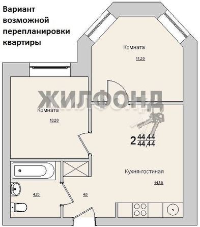 
   Продам 1-комнатную, 44.4 м², Молодежная ул, 6

. Фото 9.