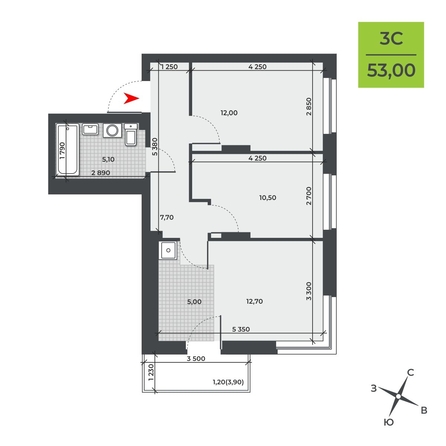 
  Продается 3-комн. квартира, 53 м², ЖК ДНК
. Фото 1.