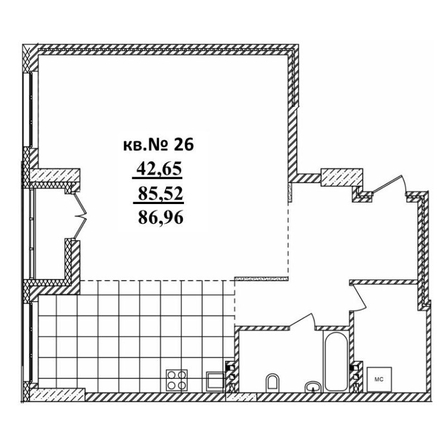 
   Продам 3-комнатную, 86.96 м²,  Римский квартал, 2 очередь

. Фото 1.