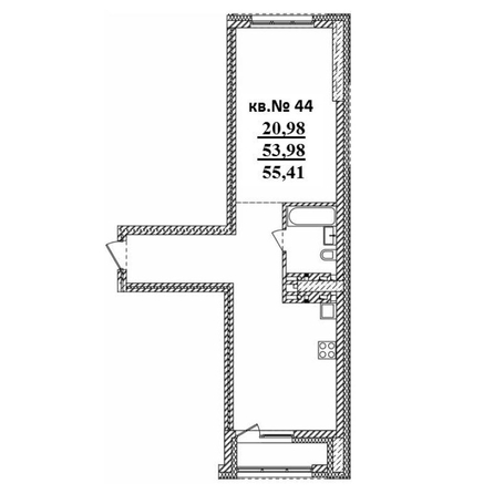 
   Продам 2-комнатную, 55.41 м²,  Римский квартал, 2 очередь

. Фото 1.