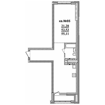 
   Продам 2-комнатную, 55.08 м²,  Римский квартал, 2 очередь

. Фото 1.