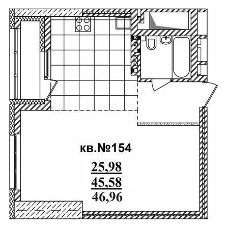 
   Продам студию, 46.96 м²,  Римский квартал, 2 очередь

. Фото 1.