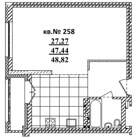 
   Продам студию, 48.82 м²,  Римский квартал, 2 очередь

. Фото 1.