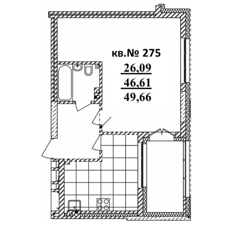 
   Продам студию, 49.66 м²,  Римский квартал, 2 очередь

. Фото 1.