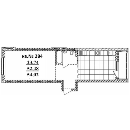 
   Продам 2-комнатную, 54.02 м²,  Римский квартал, 2 очередь

. Фото 1.