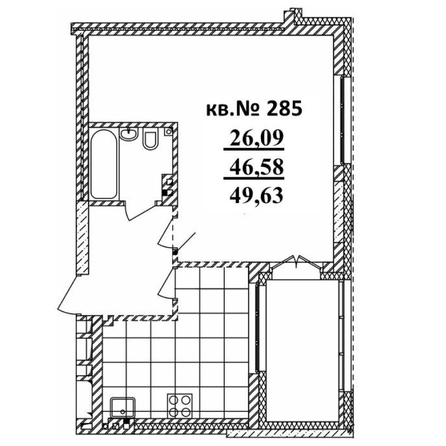 
   Продам студию, 49.63 м²,  Римский квартал, 2 очередь

. Фото 1.