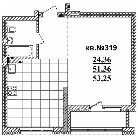 
   Продам студию, 53.25 м²,  Римский квартал, 2 очередь

. Фото 1.