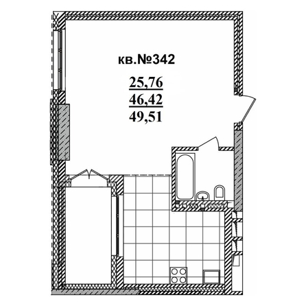 
   Продам студию, 49.51 м²,  Римский квартал, 2 очередь

. Фото 1.