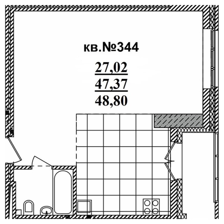 
   Продам студию, 48.8 м²,  Римский квартал, 2 очередь

. Фото 1.