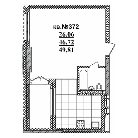 
   Продам студию, 49.81 м²,  Римский квартал, 2 очередь

. Фото 1.