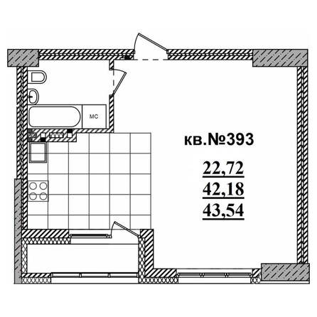 
   Продам студию, 43.54 м²,  Римский квартал, 2 очередь

. Фото 1.