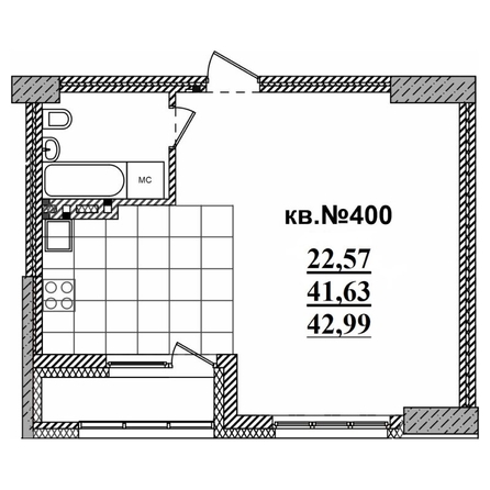 
   Продам студию, 42.99 м²,  Римский квартал, 2 очередь

. Фото 1.