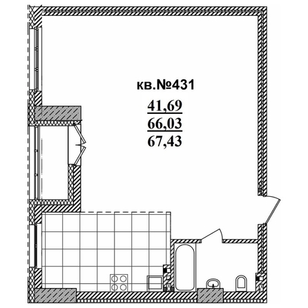 
   Продам 2-комнатную, 67.43 м²,  Римский квартал, 2 очередь

. Фото 1.