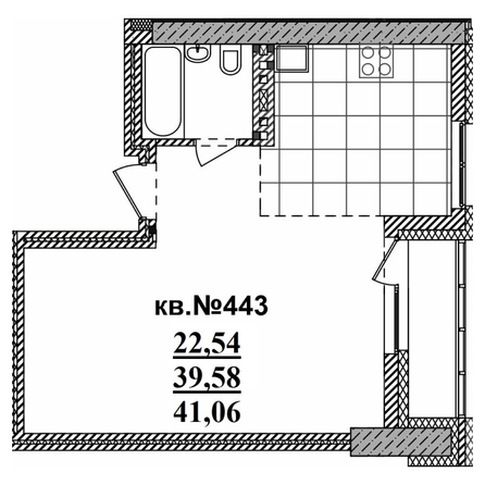 
   Продам студию, 41.06 м²,  Римский квартал, 2 очередь

. Фото 1.