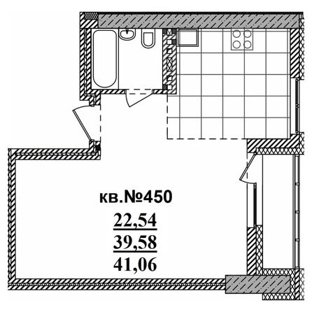 
   Продам студию, 41.06 м²,  Римский квартал, 2 очередь

. Фото 1.