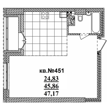 
   Продам студию, 47.17 м²,  Римский квартал, 2 очередь

. Фото 1.