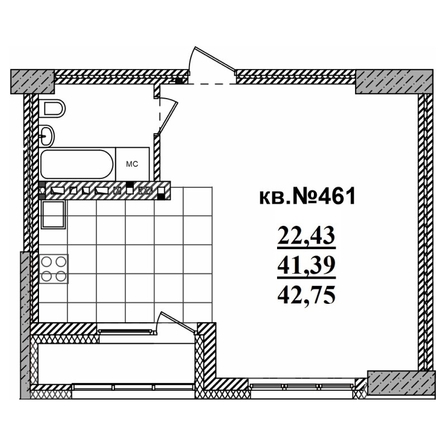 
   Продам студию, 42.75 м²,  Римский квартал, 2 очередь

. Фото 1.