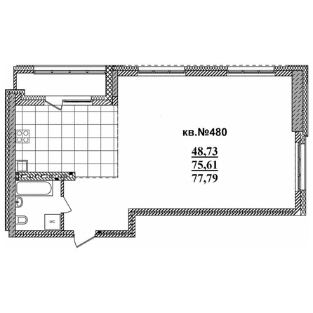 
   Продам 3-комнатную, 77.79 м²,  Римский квартал, 2 очередь

. Фото 1.