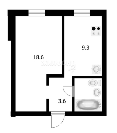 
   Продам 1-комнатную, 34.6 м², Обская ул, 80

. Фото 7.