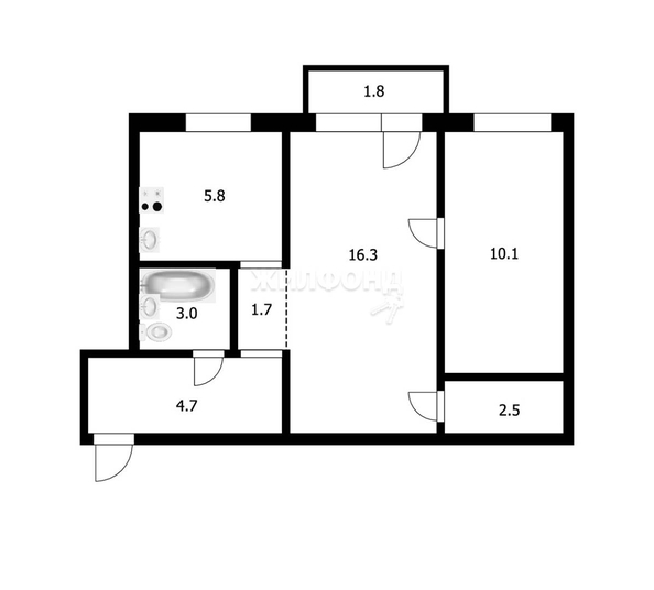 
   Продам 2-комнатную, 45 м², Гоголя ул, 233/1

. Фото 7.