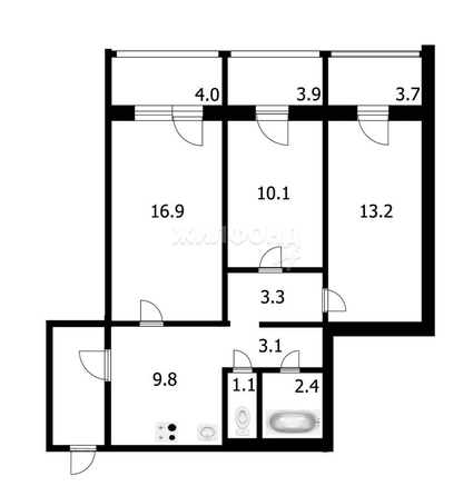 
   Продам 3-комнатную, 59.9 м², Кропоткина ул, 127

. Фото 12.