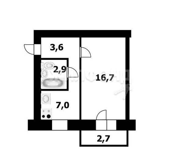 
   Продам 1-комнатную, 30.2 м², Ключ-Камышенское Плато ул, 6

. Фото 1.