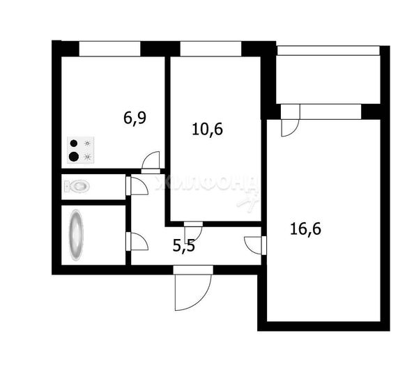 
   Продам 2-комнатную, 43.3 м², Вертковская ул, 19

. Фото 8.