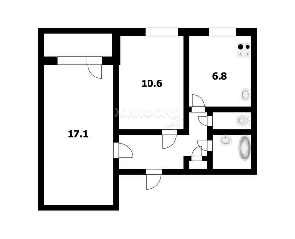 
   Продам 2-комнатную, 42.8 м², Комсомольская ул, 31

. Фото 11.