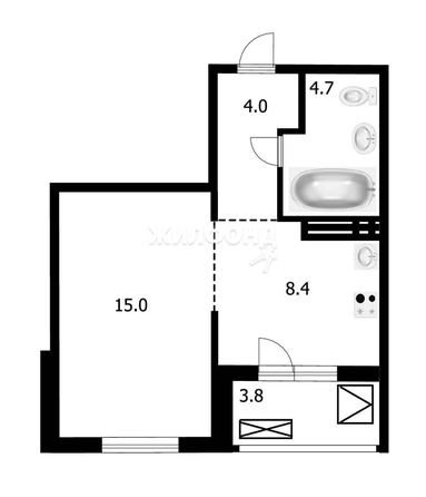 
   Продам 1-комнатную, 34 м², Александра Чистякова ул, 22/2

. Фото 4.