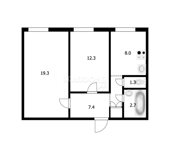 
   Продам 2-комнатную, 51.7 м², Вокзальная магистраль ул, 19

. Фото 12.