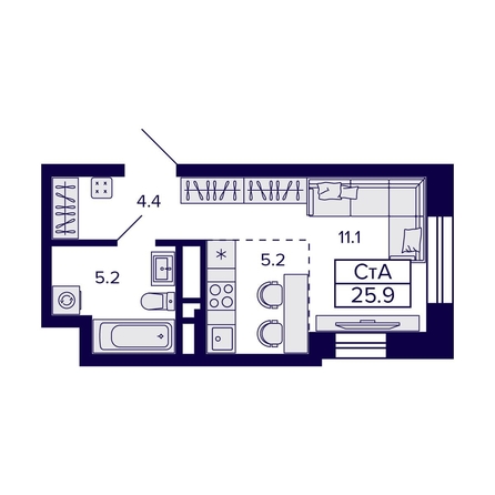 
   Продам студию, 25.9 м², Citatum (Цитатум)

. Фото 1.