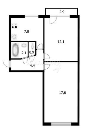 
   Продам 2-комнатную, 44.1 м², Тенистая ул, 19

. Фото 13.