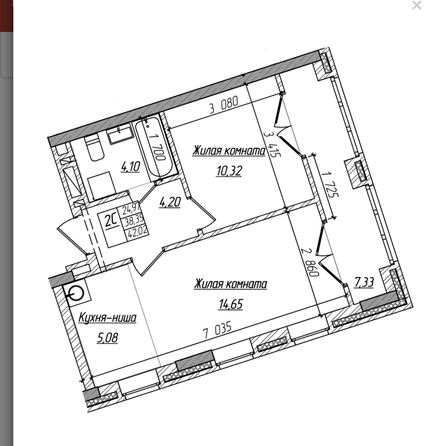 
  Сдам в аренду 2-комнатную квартиру, 38.4 м², Новосибирск

. Фото 11.