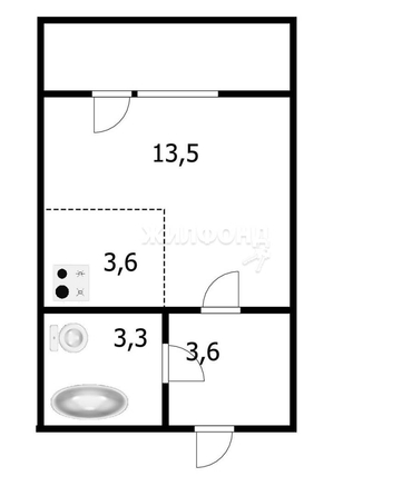 
   Продам 1-комнатную, 24 м², Кубовая ул, 96/4

. Фото 5.